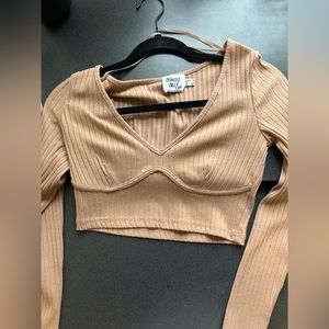 Princess Polly Tan cropped long sleeve